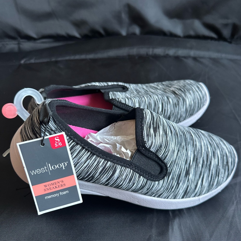 West Loop Black and Gray Slip-On Sneakers